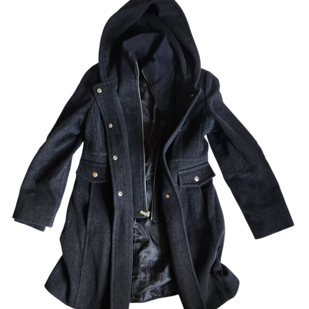 Anne Klein Charcoal Utility Jacket with Hood
